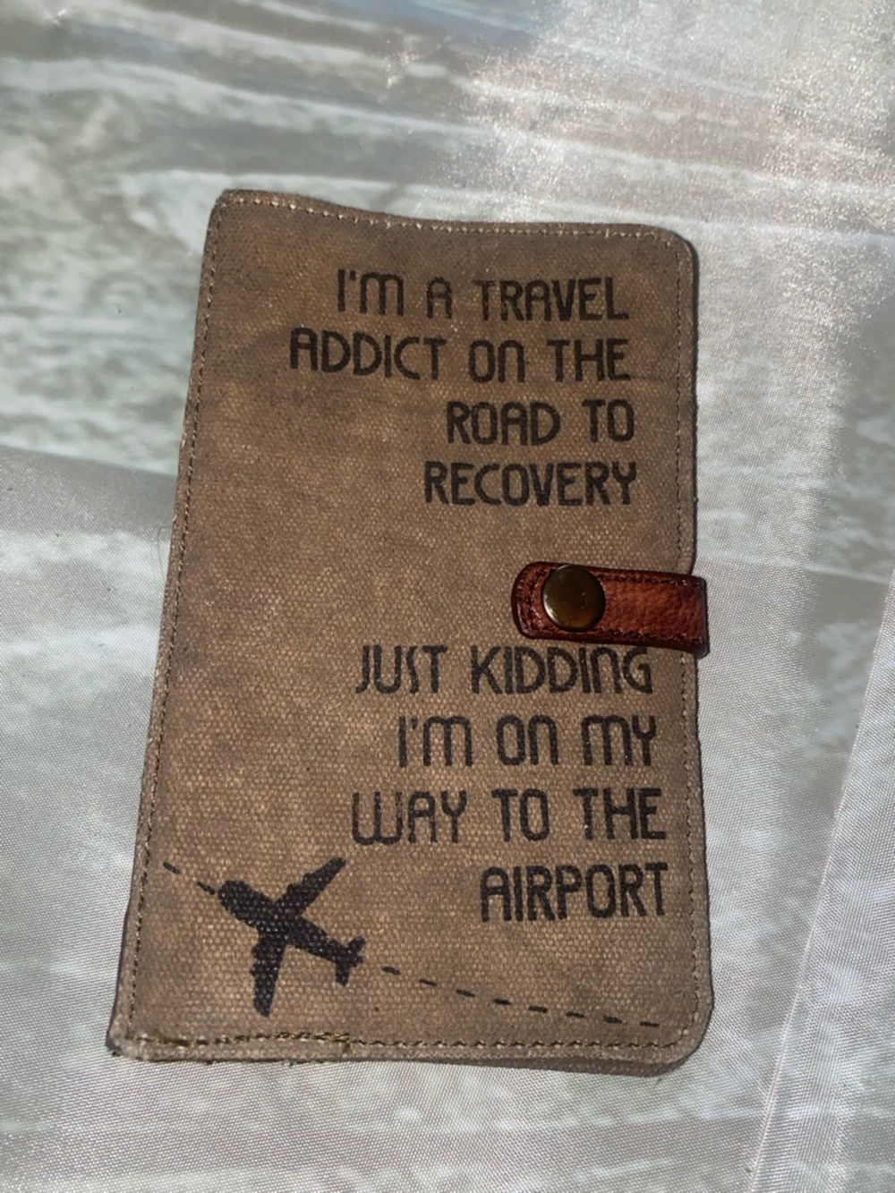 Travel Passport checkbook card Holder with Humorous Quote myra
